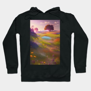 Adorable Field of Colorful Flowers & Trees - Garden - Nature Hoodie